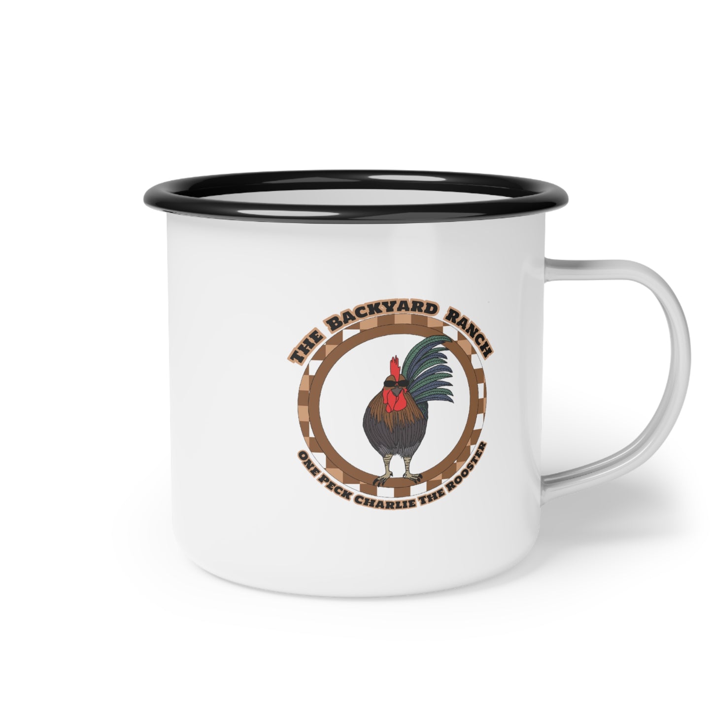 One Peck Charlie The Rooster Enamel Camp Cup