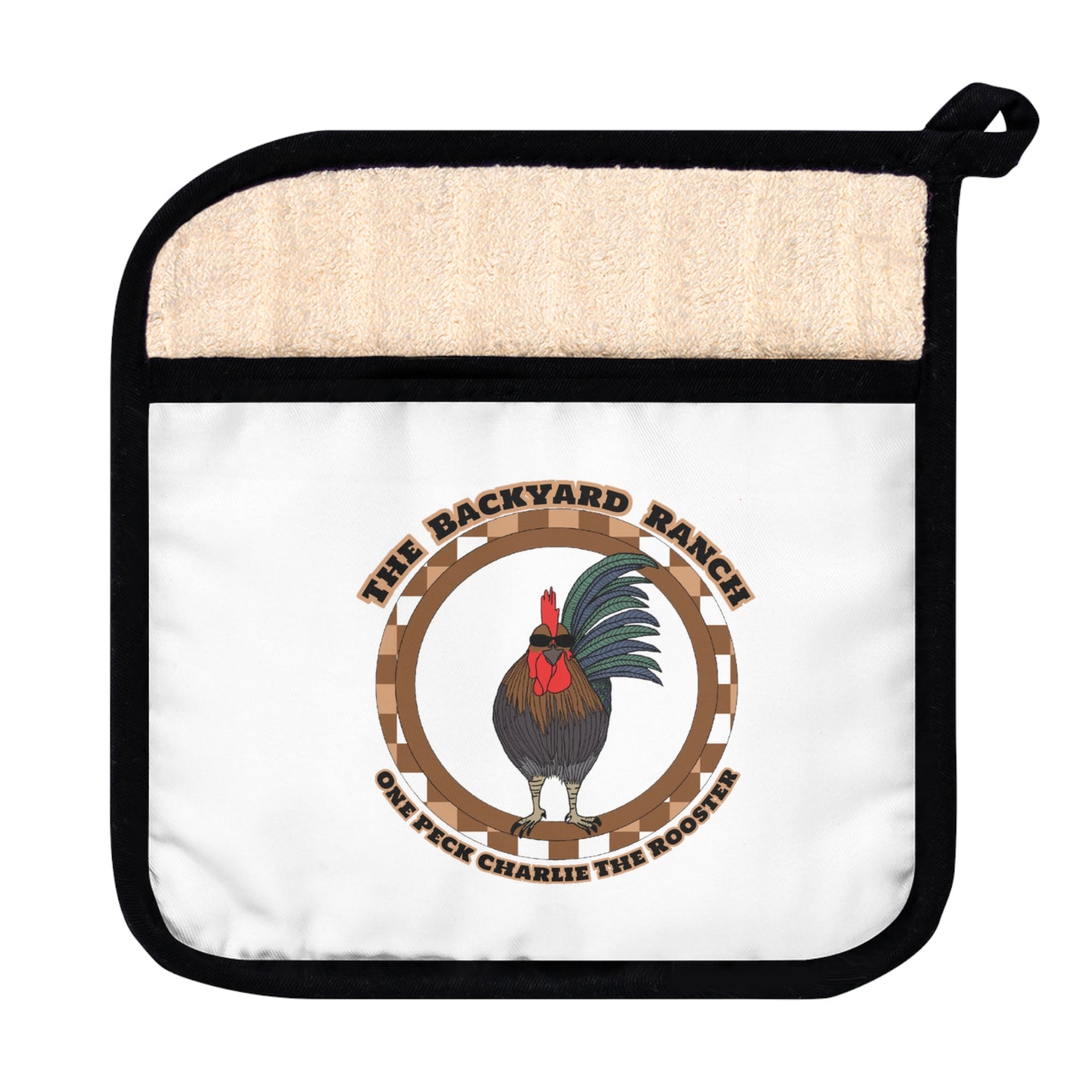 One Peck Charlie The Rooster Pot Holder with Pocket