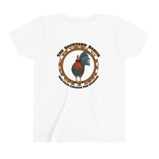 One Peck Charlie The Rooster  Youth Short Sleeve Tee