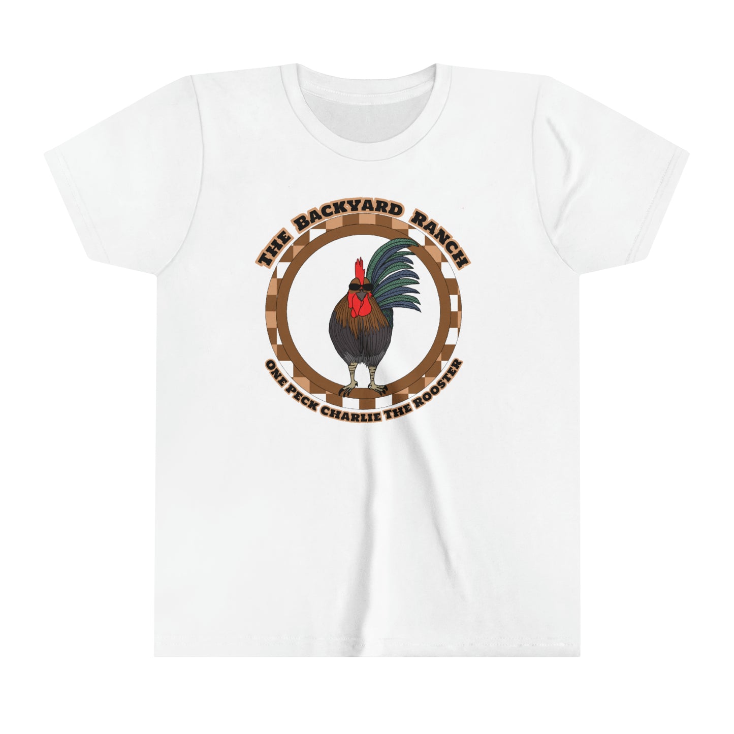 One Peck Charlie The Rooster  Youth Short Sleeve Tee