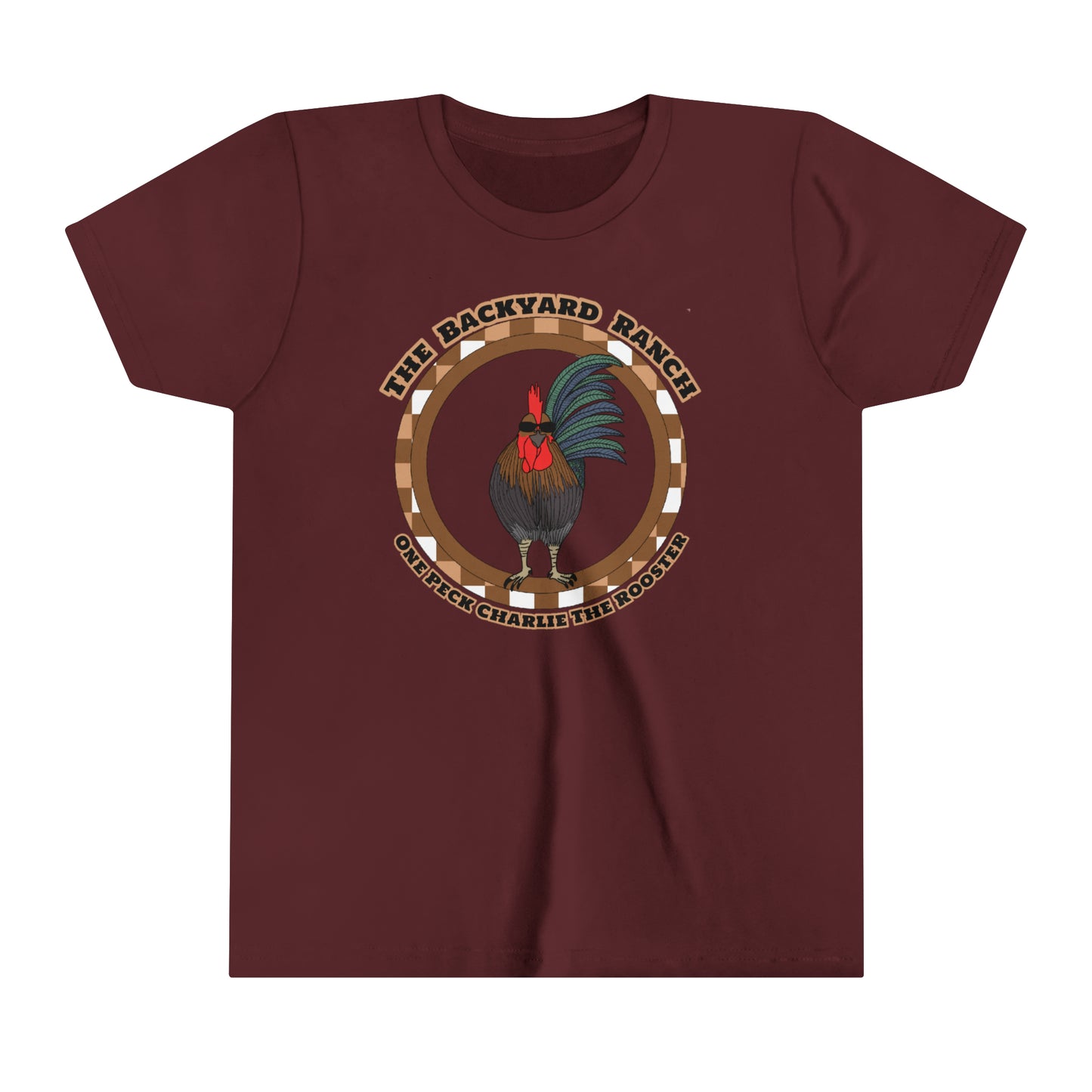 One Peck Charlie The Rooster  Youth Short Sleeve Tee