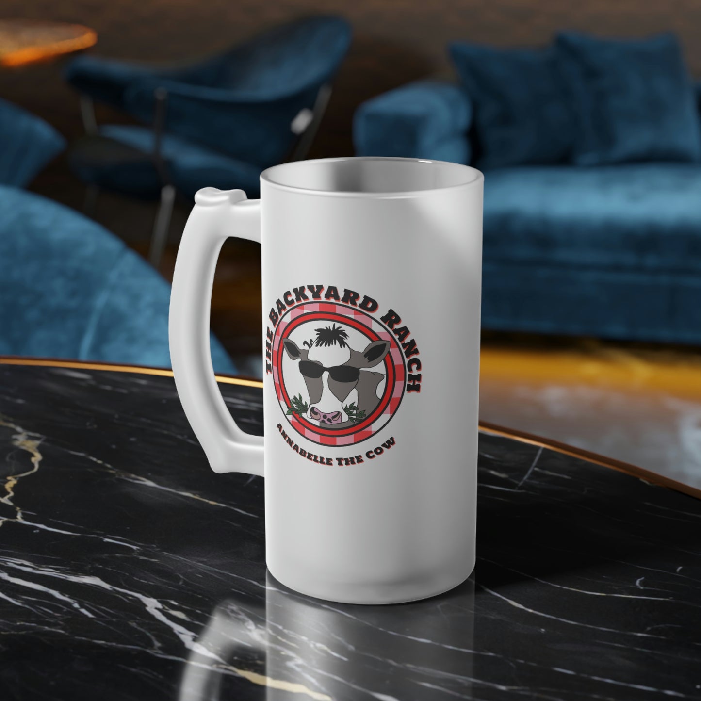 Annabelle The Cow Frosted Glass Beer Mug