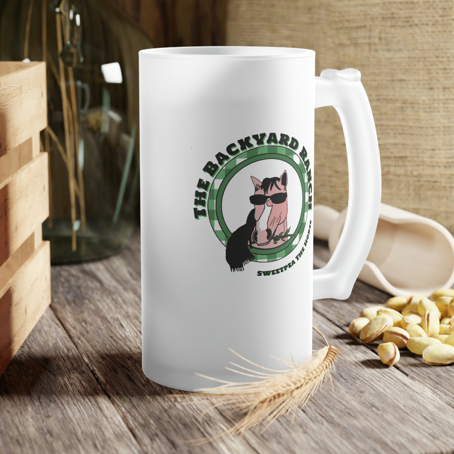 Sweet Pea The Horse Frosted Glass Beer Mug