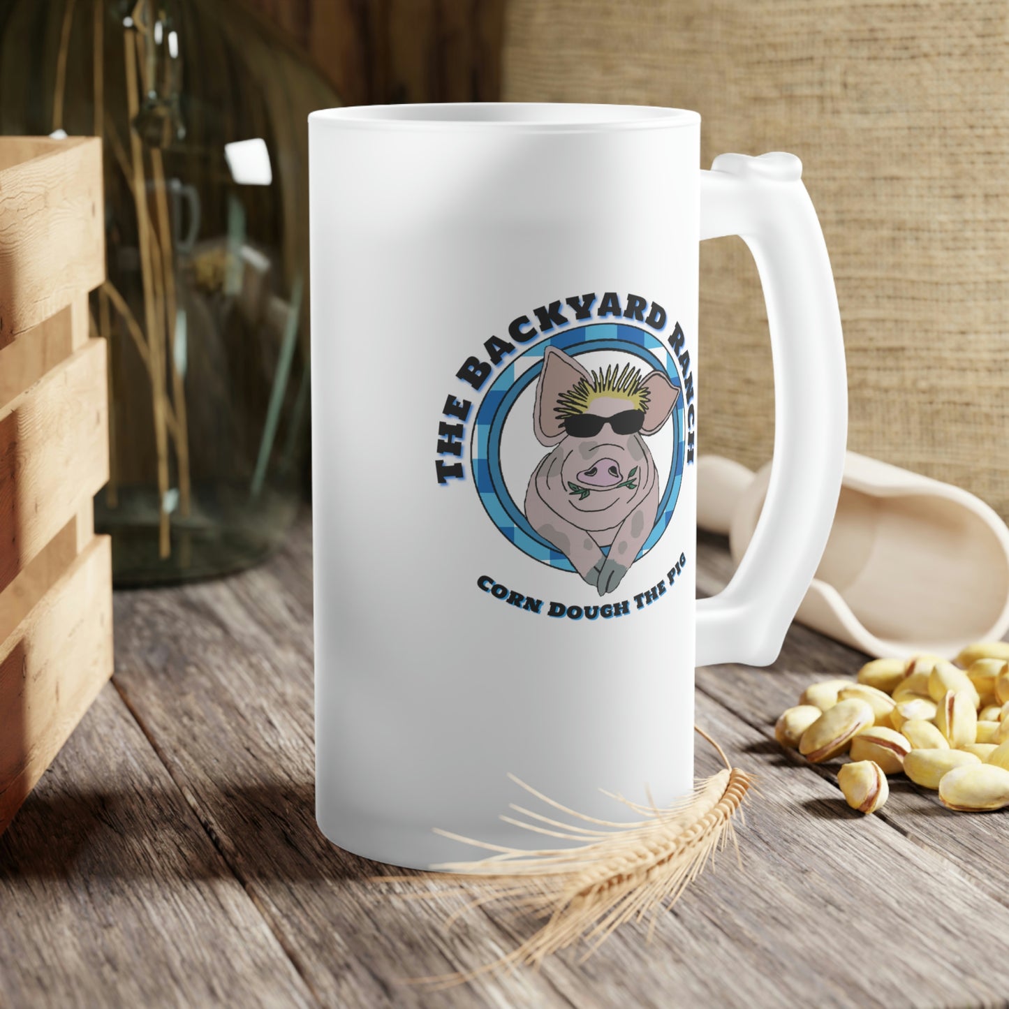 Corn Dough The Pig  Frosted Glass Beer Mug